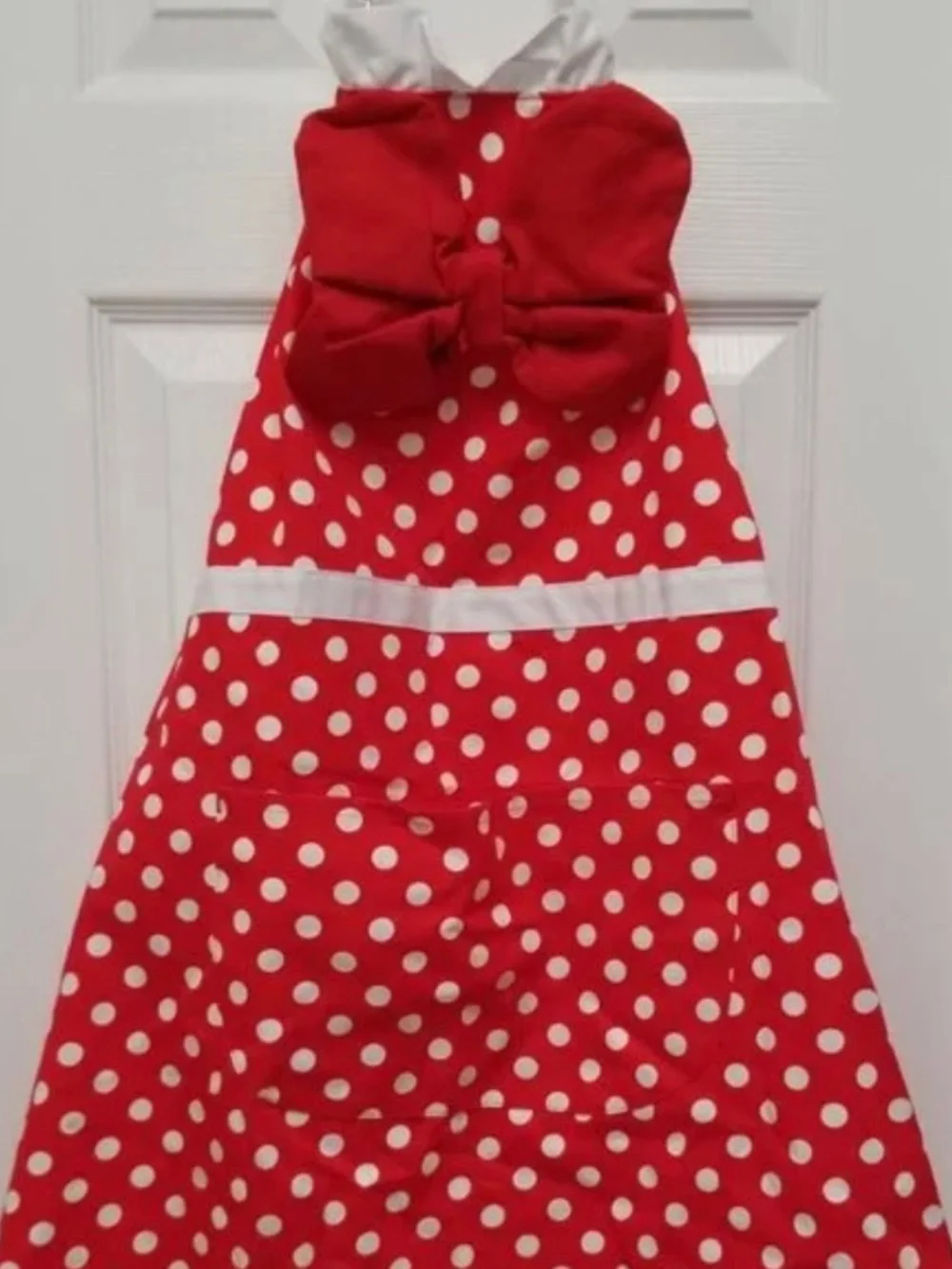 Disney Parks Minnie Mouse Red Polka Dot Ruffled Adult Apron NEW